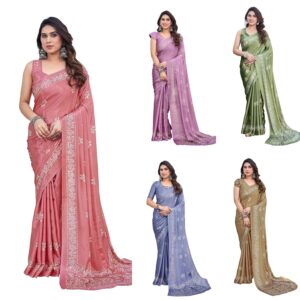 Women's Elegant Chiffon Saree with Blouse Material-Embrace Trendy Style and Timeless Elegance in This Exquisite Attire