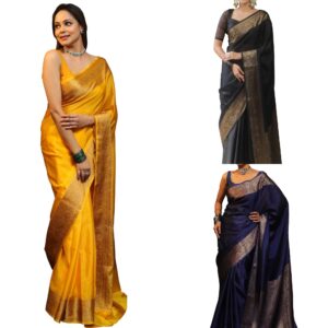 Women's Banarasi Saree Pure Kanjivaram Silk Saree Soft new ladies 2025 Design Wear Pattu Sarees Latest Sadi Party Sari collections With Blouse Piece