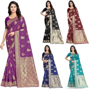 Women’s Pure Kanjivaram Soft Silk Saree Banarasi Style Ladies Sadi With Blouse Piece for Wedding