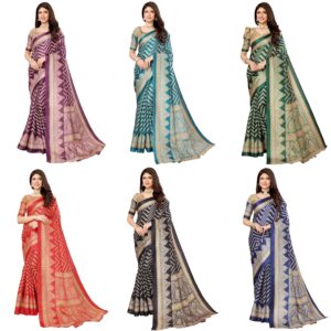 Women's Woven Printed Art Silk Saree with Unstitched Blouse Material