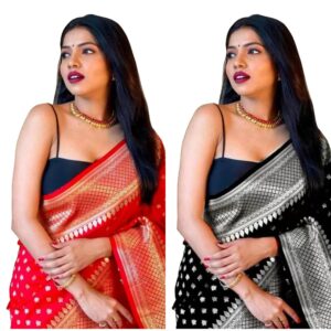 Women's Banarasi Saree Pure Kanjivaram Silk Saree Soft new ladies 2023 Design Wear Pattu Sarees Latest Cotton Party Sari collections With Blouse Piece