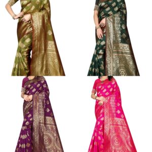 Women's Banarasi Saree Pure Kanjivaram Silk Saree Soft new ladies 2023 Design Wear Pattu Sarees Latest Cotton Party Sari collections With Blouse Piece