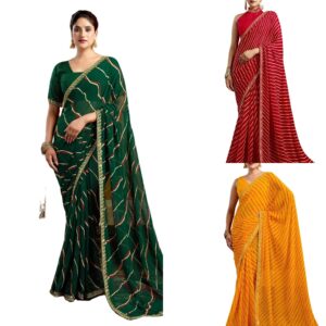 Women's Georgette Saree with Unstitched Blouse Piece