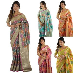 Women's Silk Weaving Saree with Unstitched Blouse Piece
