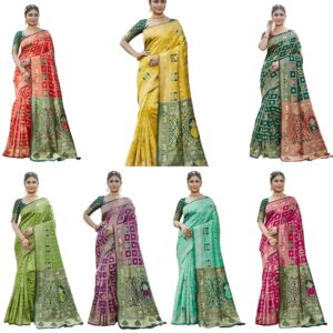 Women's Banarasi Kanjivaram Silk Woven Saree | Animal Printed Patola Silk Saree for Women