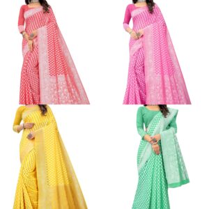 Women's Banarasi Saree Pure Kanjivaram Silk Saree Soft new ladies 2023 Design Wear Pattu Sarees Latest Cotton Party Sari collections With Blouse Piece