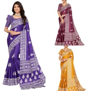 Women's Woven Printed Art Silk Saree with Unstitched Blouse Material