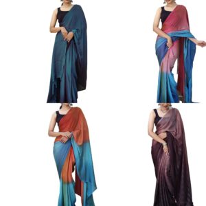 Women'S Chiffon Ready To Wear Saree With Unstitched Blouse Piece