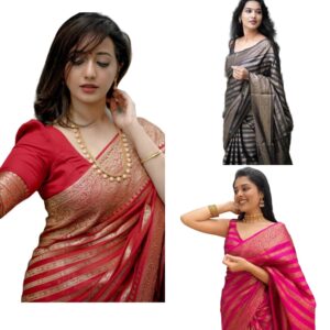 Women's Fancy Banarasi Kanjivaram Art Silk Saree with Blouse Pieces