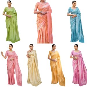 Women's Silk Blend Weaving Saree with Unstitched Blouse Piece