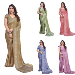 Women's Elegant Chiffon Saree with Blouse Material-Embrace Trendy Style and Timeless Elegance in This Exquisite Attire