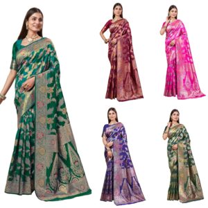 Women's Rama Green kanjivaram banarasi silk saree for Patola festival Wedding silk with rich pallu Design sarees for women with blouse piece