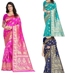 Women's Banarasi Saree Pure Kanjivaram Silk Saree Soft new ladies 2023 Design Wear Pattu Sarees Latest Cotton Party Sari collections With Blouse Piece