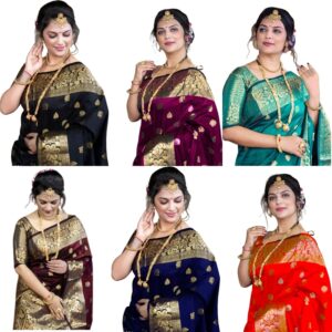 Women's Pure Soft Kanjivaram Silk Saree For Wedding Banarasi Style Sari With Blouse Piece
