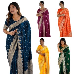 Women'S Silk Weaving Saree With Unstitched Blouse Piece