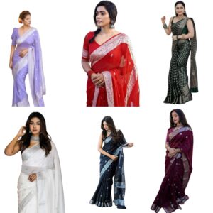 Women's Pure Soft Kanjivaram Cotton Silk Saree Banarasi Style With Blouse Piece for Wedding