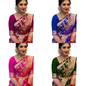 Women's Banarasi Saree Pure Kanjivaram Silk Saree Soft new ladies 2023 Design Wear Pattu Sarees Latest Cotton Party Sari collections With Blouse Piece