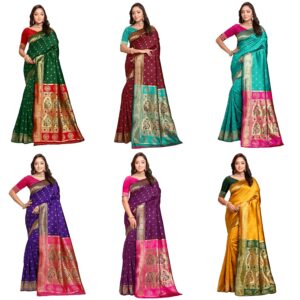 Women's Pure Kanjivaram Silk Saree Paithani Soft Wedding Sarees With Blouse Piece