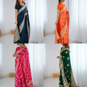 Women'S Silk Weaving Saree With Unstitched Blouse Piece