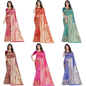 Women's Banarasi Saree Pure Kanjivaram Silk Saree Soft new ladies 2023 Design Wear Pattu Sarees Latest Cotton Party Sari collections With Blouse Piece