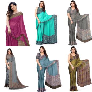 Chiffon Printed Women's Saree with Blouse Piece