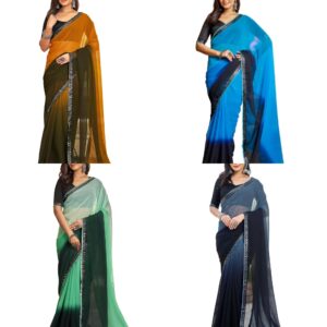 Women's Printed Georgette Rocky Aur Rani Ki Prem Kahani Alia Bhatt Saree with Unstitched Blouse Piece