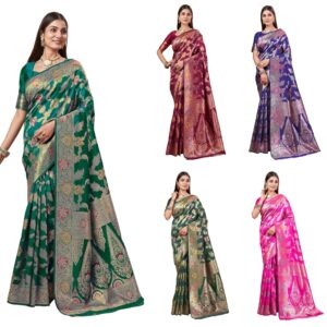 Women's Rama Green kanjivaram banarasi silk saree for Patola festival Wedding silk with rich pallu Design sarees for women with blouse piece
