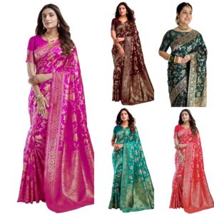Women's Pure Kanjivaram Silk Saree Banarasi Silk Saree With Blouse Piece