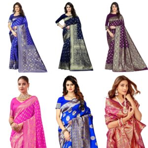 Women's Pure Kanjivaram Silk Saree Soft Sarees With Blouse Piece For Wedding