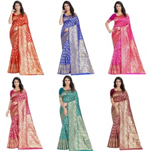 Women's Banarasi Saree Pure Kanjivaram Silk Saree Soft new ladies 2023 Design Wear Pattu Sarees Latest Cotton Party Sari collections With Blouse Piece