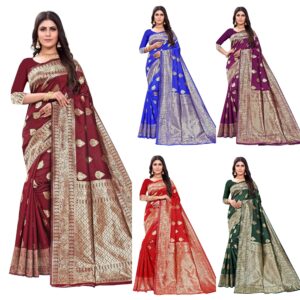 Women's Banarasi Saree Pure Kanjivaram Silk Saree Soft new ladies 2023 Design Wear Sarees Latest Cotton Party Sari collections With Blouse Piece