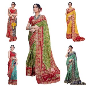 Women's Magludi Silk Saree Printed Saree With Unstitched Blouse Material - Suitable For All Indian Occasions and Festivals