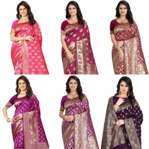 Women's Printed Silk Saree with Unstitched Blouse Piece