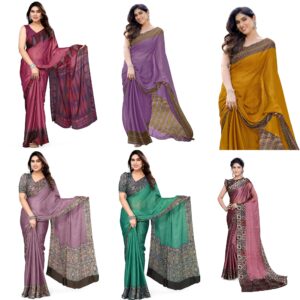 Chiffon Printed Women's Saree with Blouse Piece (Copy)