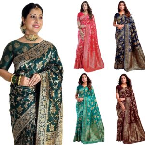 Women's Pure Kanjivaram Silk Saree Banarasi Silk Saree With Blouse Piece