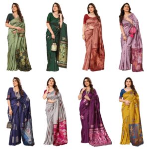 Women's Kanjivaram Banarasi Soft Silk Saree With Unstitched Blouse Piece