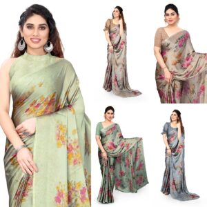 Women's Stylish Chiffon Floral Printed Saree with Blouse Piece (Copy) (Copy)