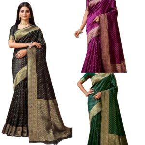 Women's Banarasi Saree Pure Kanjivaram Silk Saree Soft new ladies 2023 Design Wear Pattu Sarees Latest Cotton Party Sari collections With Blouse Piece