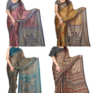 Women's Plain Weave Chiffon Abstract printed Saree with Blouse Piece (Copy)