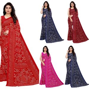 Women's Georgette Bandhani Printed Saree with Blouse