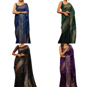 Women's Banarasi Saree Pure Kanjivaram Silk Saree Soft new ladies 2025 Design Wear Pattu Sarees Latest Sadi Party Sari collections With Blouse Piece