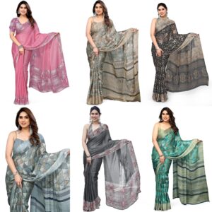 Women's Chiffon Geometric Printed Saree with Blouse Piece (Copy)