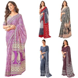 Women's Pure Cotton Printed Saree With Unstitched Blouse Piece