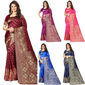 Women's Art Silk Pink Kanchipuram Saree