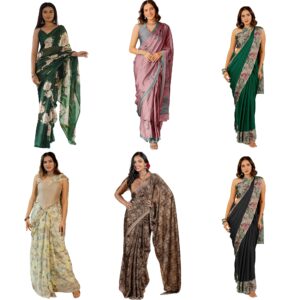 Women's Chiffon Floral Printed Saree with Blouse Piece