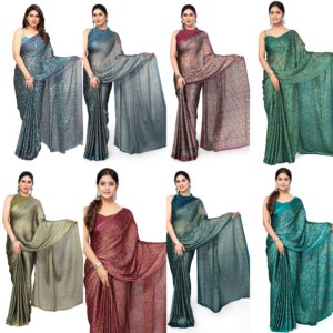 Women's Chiffon Floral Printed Saree with Blouse Piece