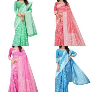 Women's Banarasi Saree Pure Kanjivaram Silk Saree Soft new ladies Design Wear Pattu Sarees Latest Cotton Party Sari collections With Blouse Piece