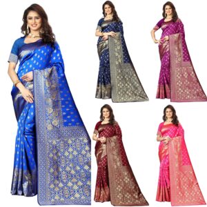 Women's Art Silk Pink Kanchipuram Saree