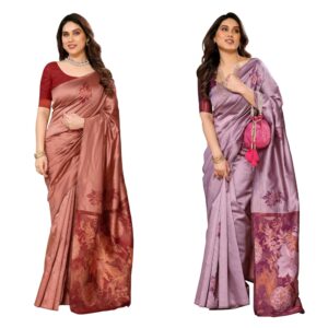 Women's Kanjivaram Banarasi Soft Silk Saree With Unstitched Blouse Piece