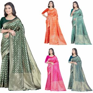Women's Banarasi Saree Pure Kanjivaram Silk Saree Soft new ladies 2023 Design Wear Pattu Sarees Latest Party Sari collections With Blouse Piece